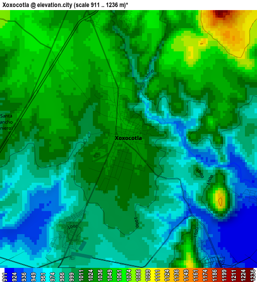 Xoxocotla elevation map