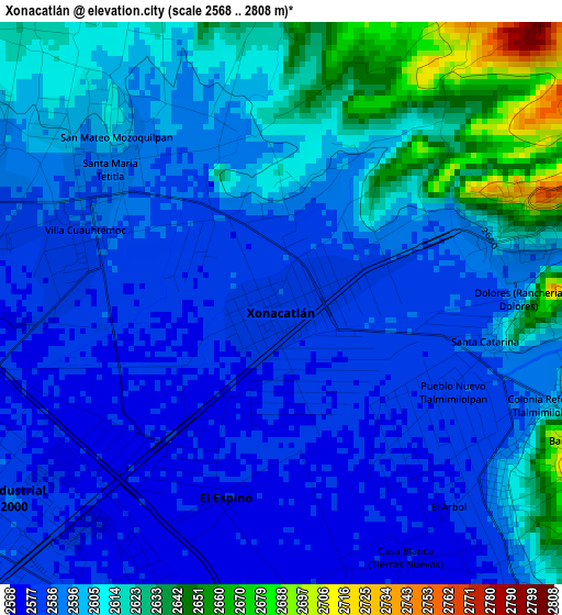 Xonacatlán elevation map