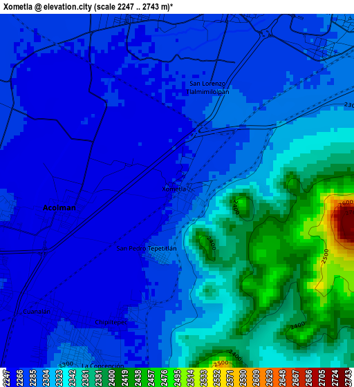 Xometla elevation map