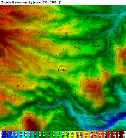 Xocotla elevation map