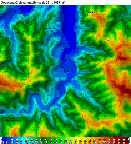 Xococapa elevation map