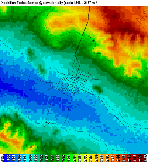 Xochitlan Todos Santos elevation map