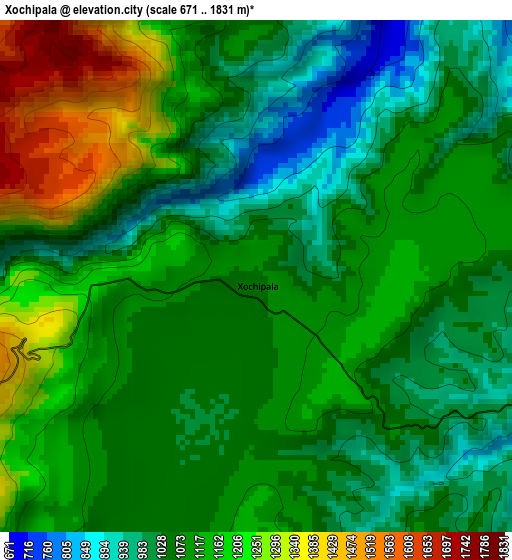 Xochipala elevation map