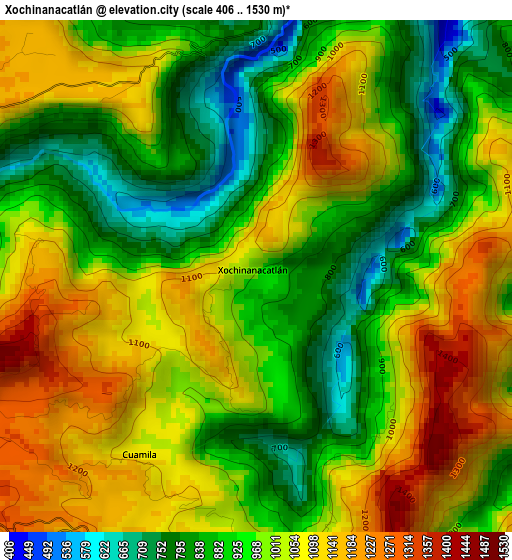 Xochinanacatlán elevation map