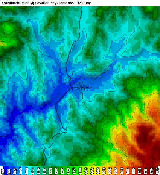 Xochihuehuetlán elevation map