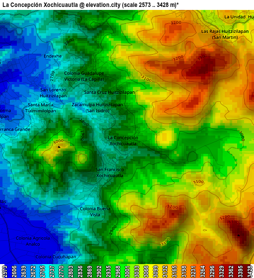 La Concepción Xochicuautla elevation map