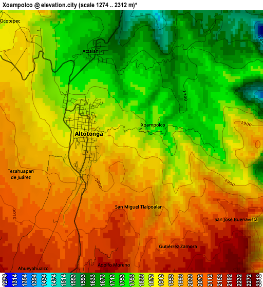 Xoampolco elevation map