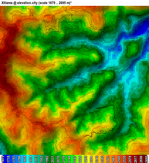 Xitlama elevation map