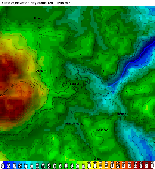 Xilitla elevation map