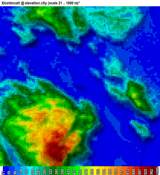 Xicoténcatl elevation map