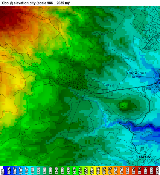Xico elevation map