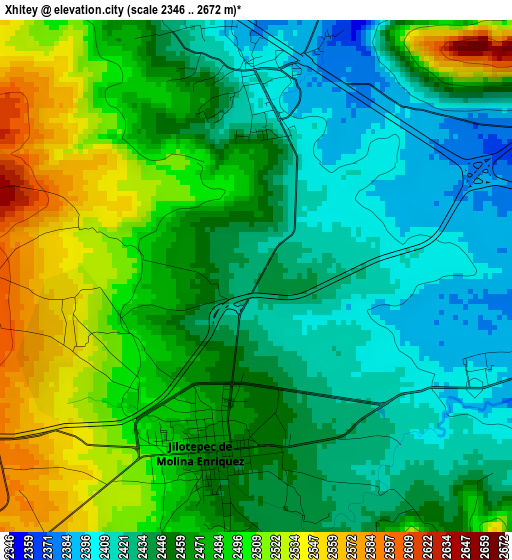 Xhitey elevation map