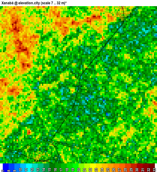 Xanabá elevation map