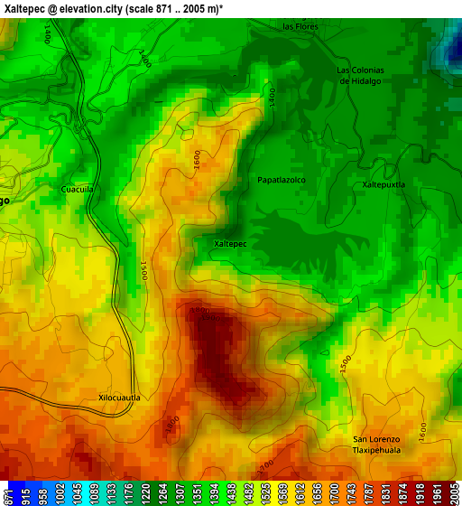 Xaltepec elevation map