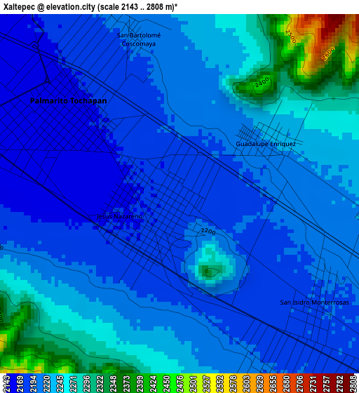 Xaltepec elevation map