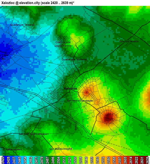 Xaloztoc elevation map