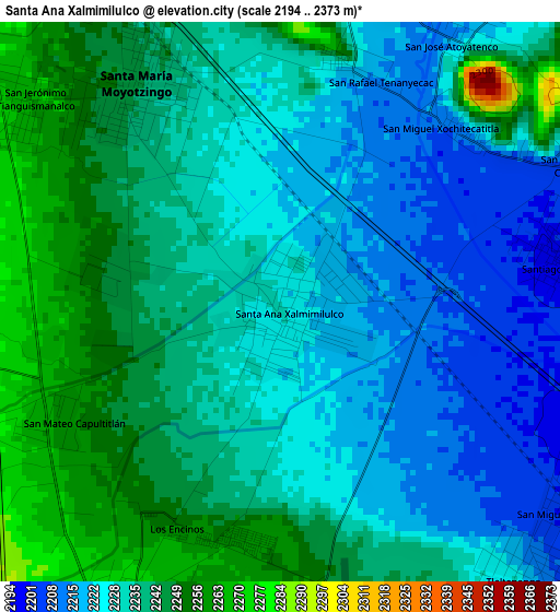 Santa Ana Xalmimilulco elevation map