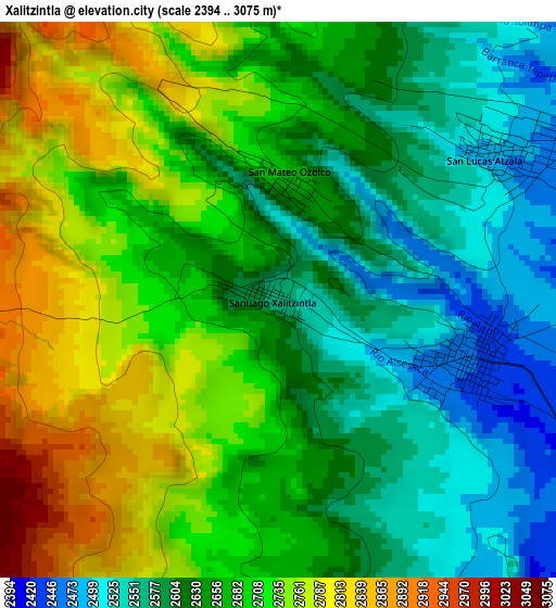 Xalitzintla elevation map