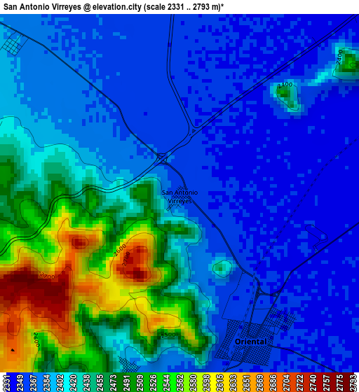 San Antonio Virreyes elevation map