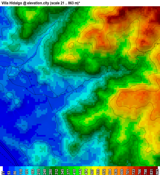 Villa Hidalgo elevation map