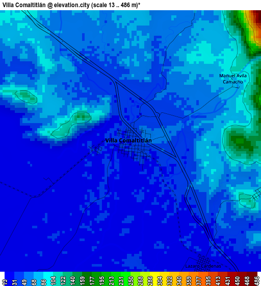Villa Comaltitlán elevation map