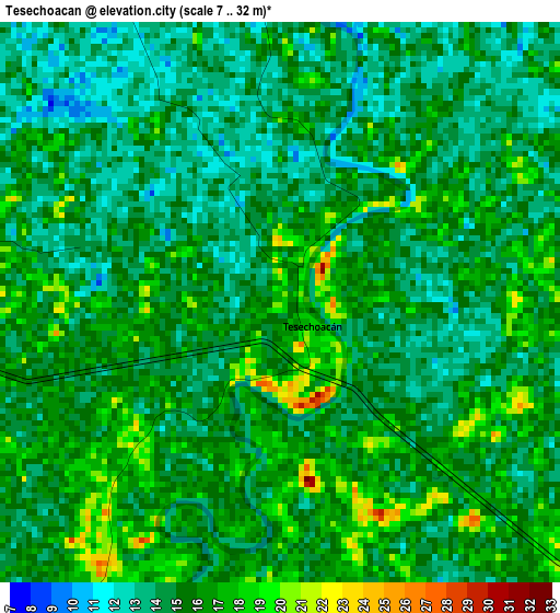 Tesechoacan elevation map