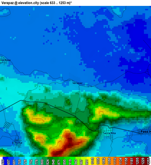 Verapaz elevation map