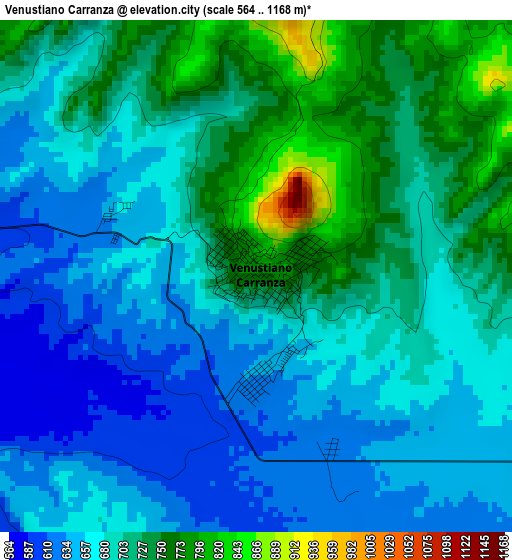 Venustiano Carranza elevation map