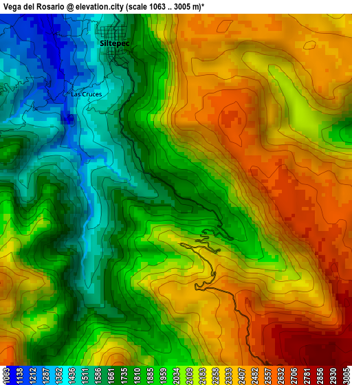 Vega del Rosario elevation map