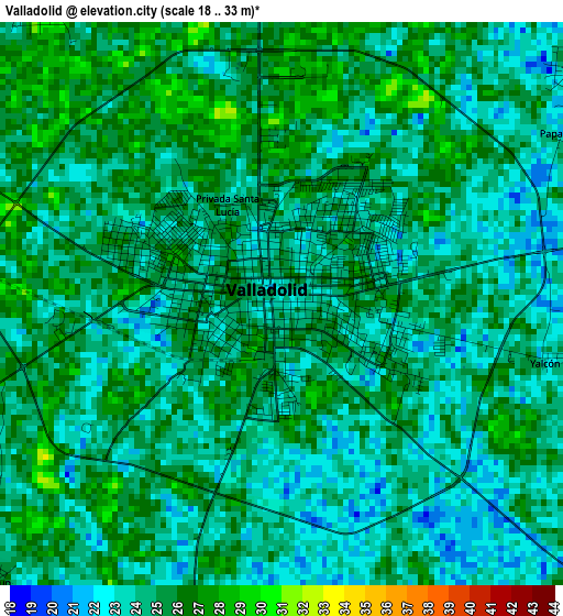 Valladolid elevation map