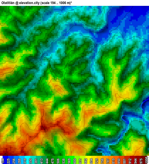 Otatitlán elevation map