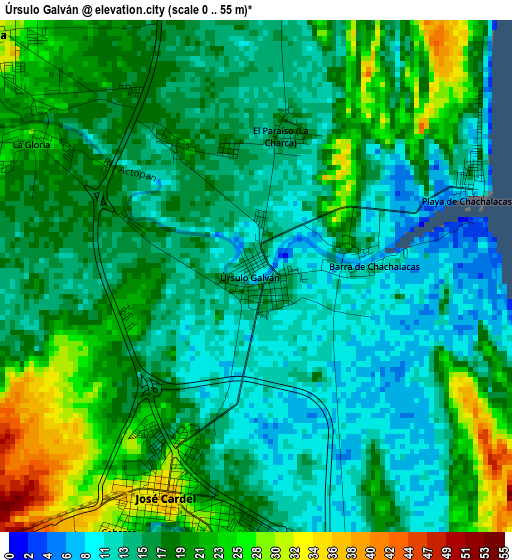 Úrsulo Galván elevation map