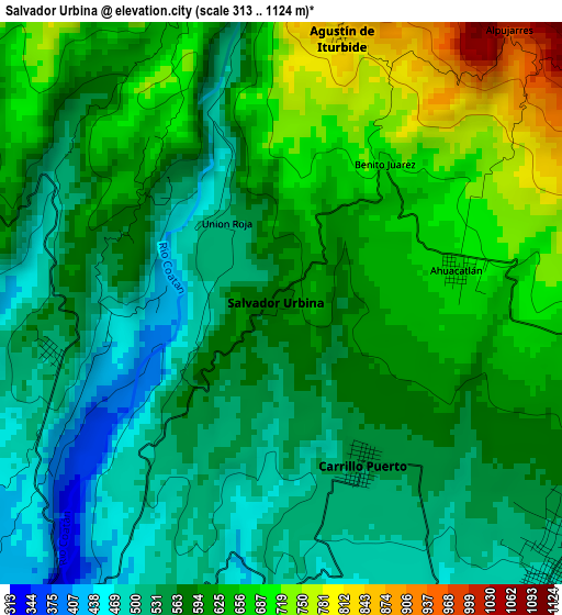 Salvador Urbina elevation map