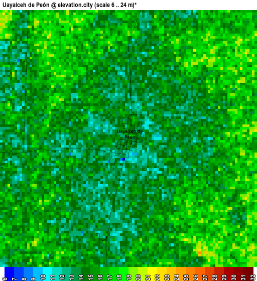 Uayalceh de Peón elevation map