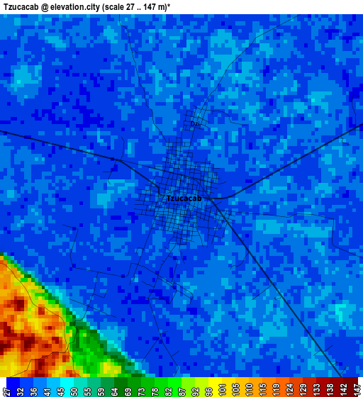 Tzucacab elevation map