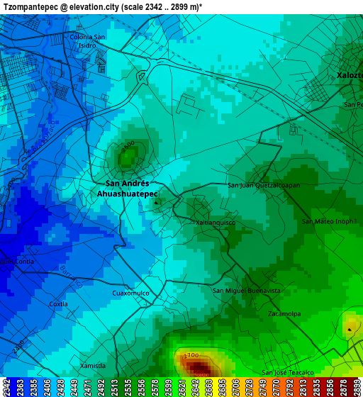 Tzompantepec elevation map