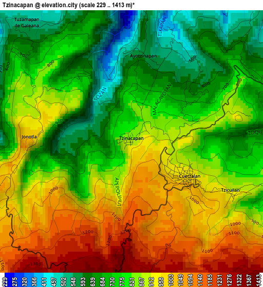 Tzinacapan elevation map