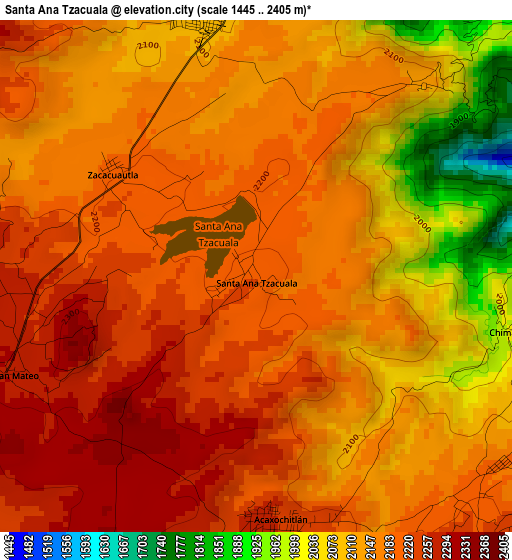 Santa Ana Tzacuala elevation map