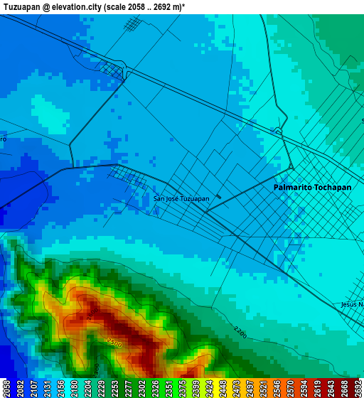 Tuzuapan elevation map