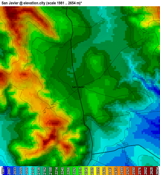 San Javier elevation map