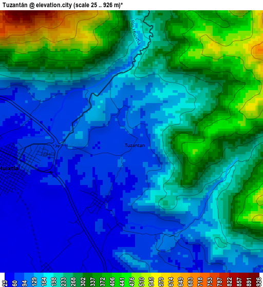 Tuzantán elevation map