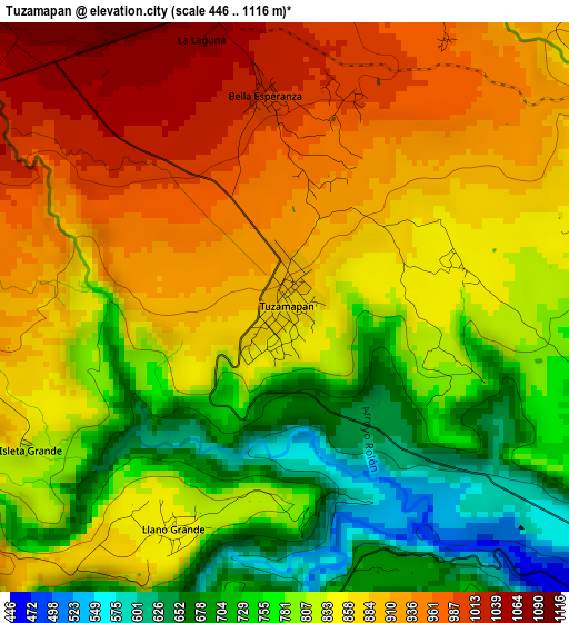 Tuzamapan elevation map