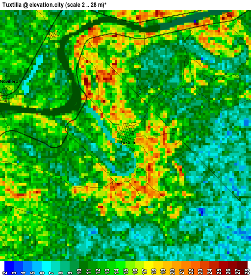 Tuxtilla elevation map