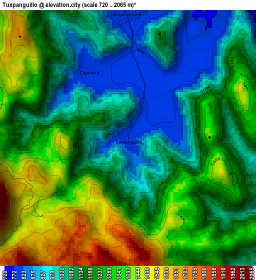 Tuxpanguillo elevation map