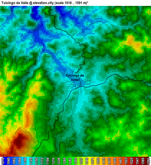 Tulcingo de Valle elevation map