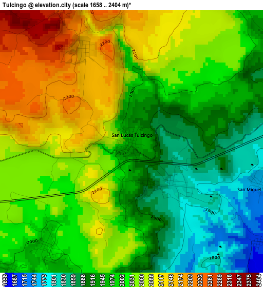 Tulcingo elevation map