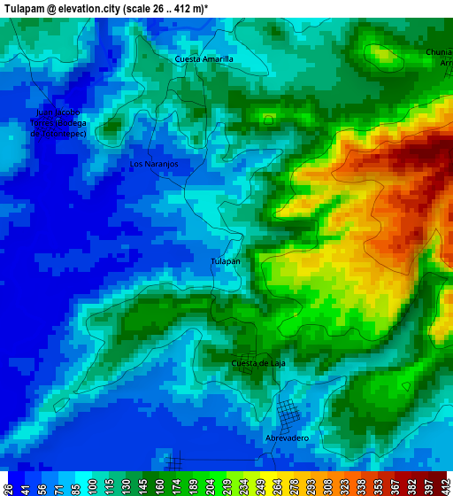 Tulapam elevation map