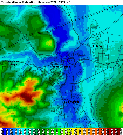 Tula de Allende elevation map