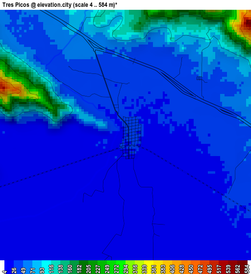 Tres Picos elevation map