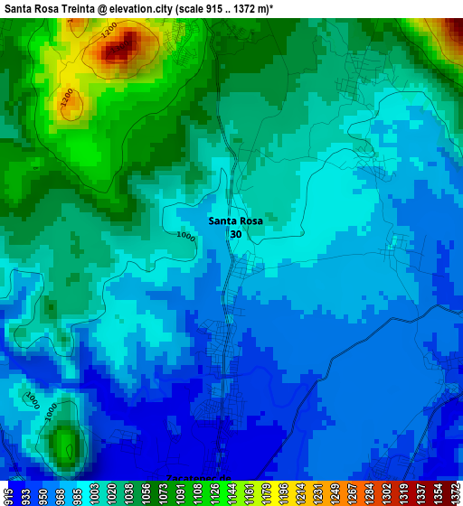 Santa Rosa Treinta elevation map